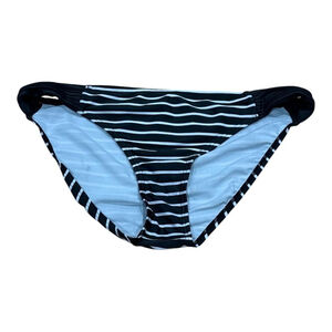 Nass-eau Bikini Bottom Womens 4 Black White Striped Ruched Sides Swim Swimsuit